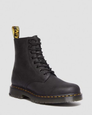 Black Women's Dr Martens 1460 Pascal Wintergrip Outlaw Leather Lace Up Boots | USA_Dr23566
